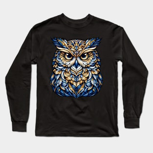 Mystical Golden Owl Feathers Design Long Sleeve T-Shirt